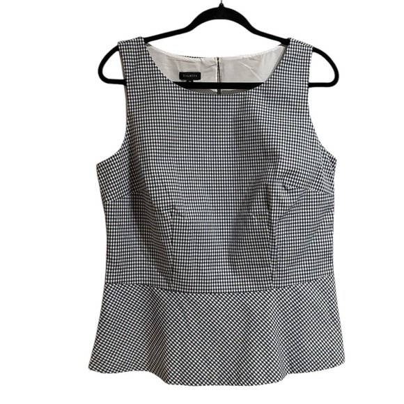 Talbots peplum blouse lined tank top sleeveless size 10 NEW stretch gingham - Picture 1 of 5